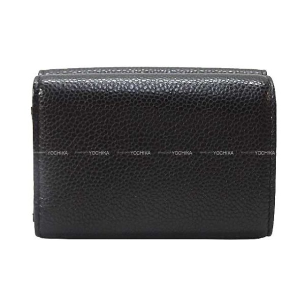 23092116 2 CHANEL Double COCOmark Noir Black Graind Calf Tri fwallet