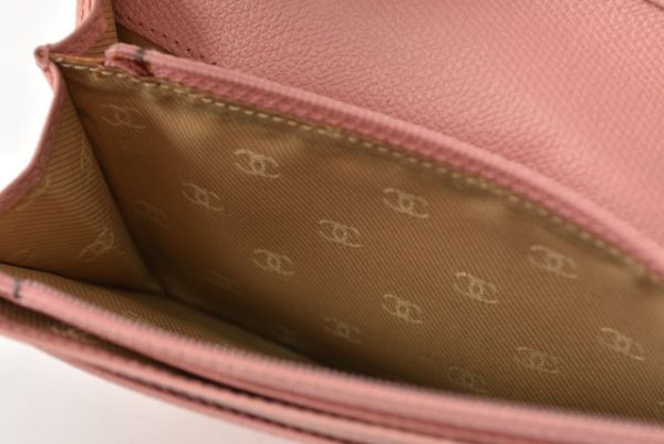 230937 ch 10 CHANEL Wallet Long Wallet Coco Mark Button Motif Rose