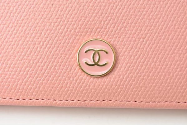 230937 ch 3 CHANEL Wallet Long Wallet Coco Mark Button Motif Rose