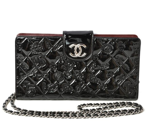 230938 ch 1 Chanel Chain Wallet Patent Black