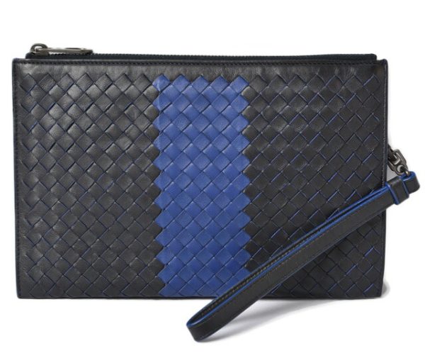 231011 bv 1 Bottega Veneta Document Case Intrecciato Black Blue