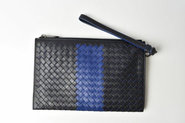 231011 bv 3 Bottega Veneta Document Case Intrecciato Black Blue