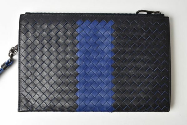 231011 bv 5 Bottega Veneta Document Case Intrecciato Black Blue