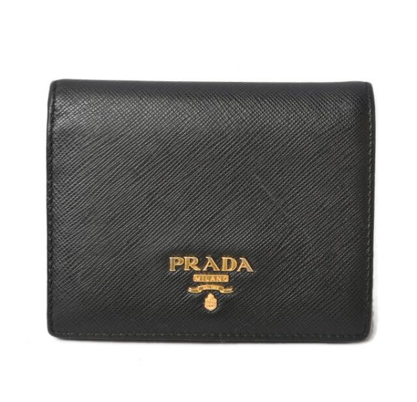 231102 p 1 Prada Mini Wallet Folding Saffiano Black