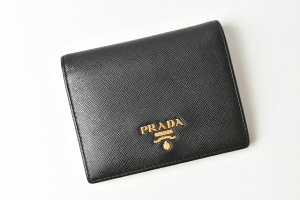 231102 p 2 Prada Mini Wallet Folding Saffiano Black