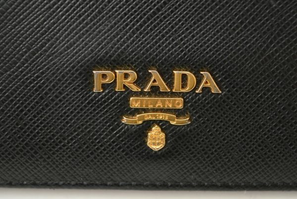 231102 p 5 Prada Mini Wallet Folding Saffiano Black