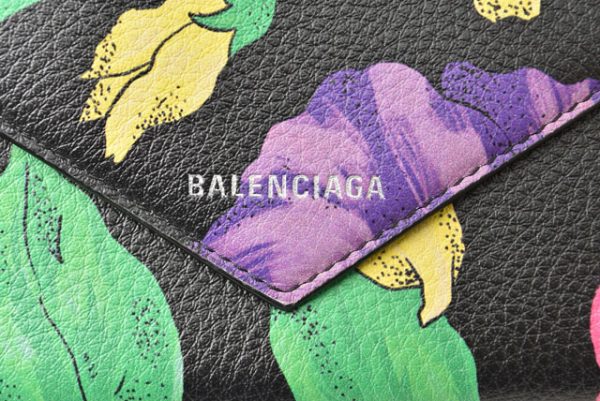 23112521 ba 5 Balenciaga Long Wallet Paper Calfskin Flower Black