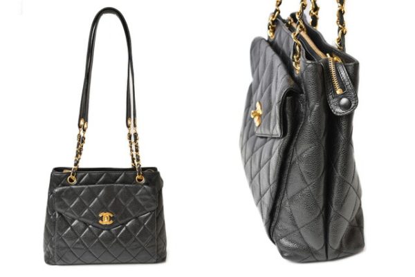 23112605 ch 2 Chanel Shoulder Bag Chain Tote Caviar Skin Black