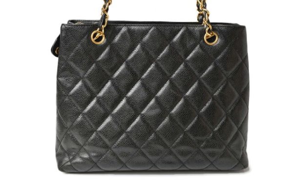 23112605 ch 4 Chanel Shoulder Bag Chain Tote Caviar Skin Black