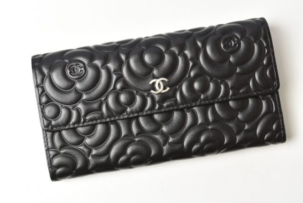 23112606 ch 2 CHANEL Wallet Long Wallet Camellia Lambskin Black