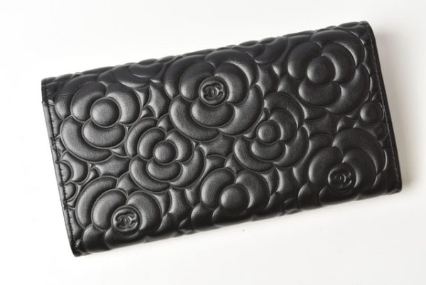 23112606 ch 3 CHANEL Wallet Long Wallet Camellia Lambskin Black