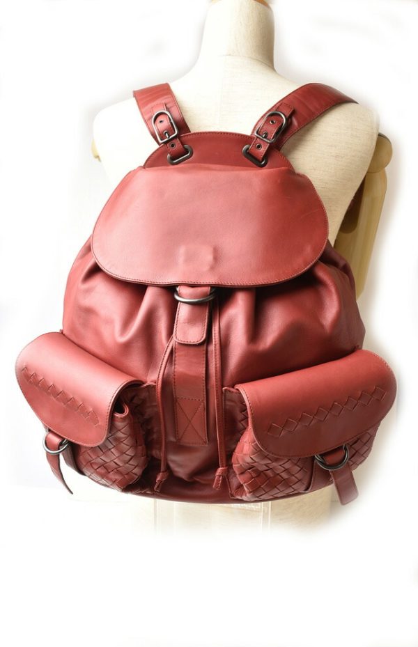 23122119 bv 13 Bottega Veneta Backpack Intrecciato Red