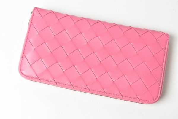 23122121 bv 3 Bottega Veneta Intrecciato Long Wallet Pink