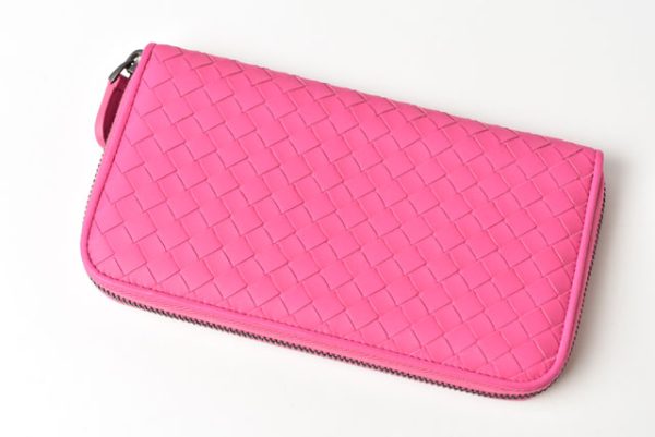 23122126 bv 3 Bottega Veneta Long Wallet Neon Pink