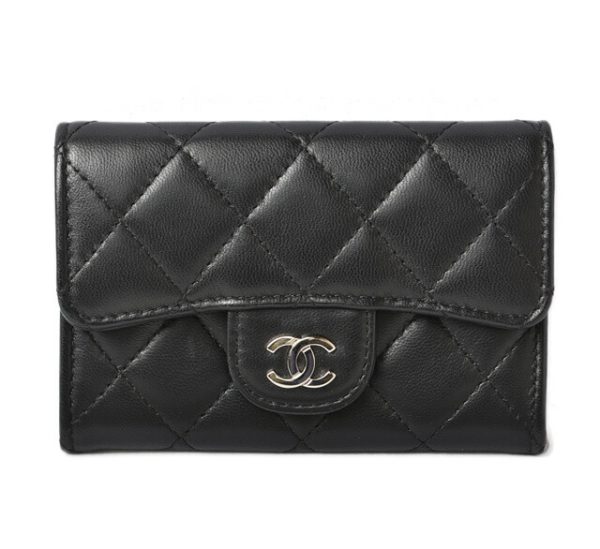 23122401 ch 1 Chanel Coin Case Card Case Lambskin Black Bordeau