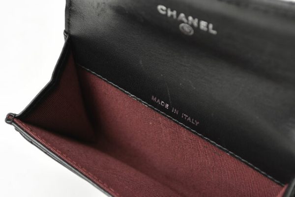 23122401 ch 6 Chanel Coin Case Card Case Lambskin Black Bordeau