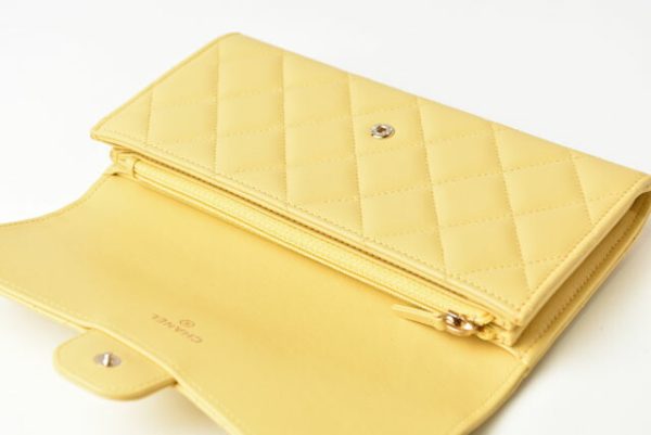 23122404 ch 7 CHANEL Long Wallet Quilted Matelasse Lambskin Yellow