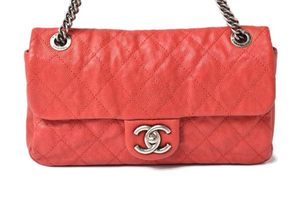 23122408 ch 4 CHANEL Chain Bag Caviar Skin Matelasse Quilting Stitch Red