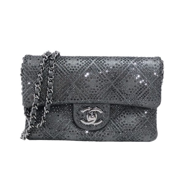 2339640016231 CHANEL Rhinestone Matelasse Chain Bag Black Rhinestone