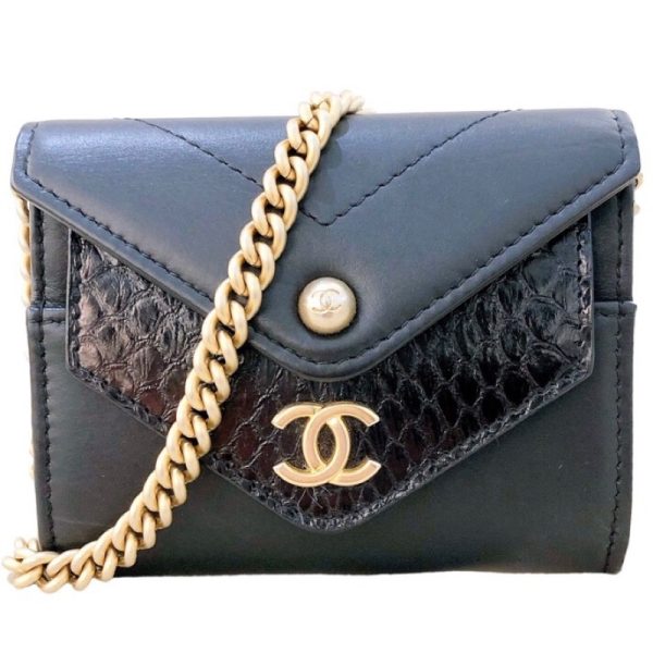 2339650015699 16 CHANEL Chain Mini Clutch Black Calfskin Python Clutch Bag