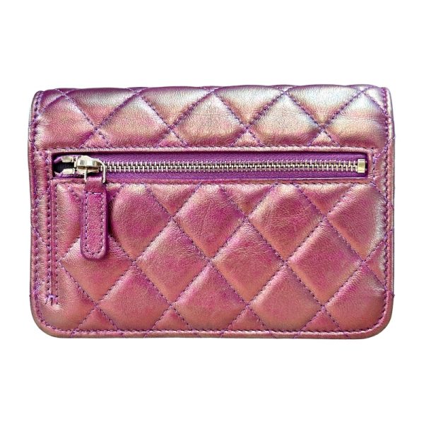 2339650016665 2 CHANEL Matelasse Mini Chain Wallet AP1649 Metallic Purple Lambskin Shoulder Bag