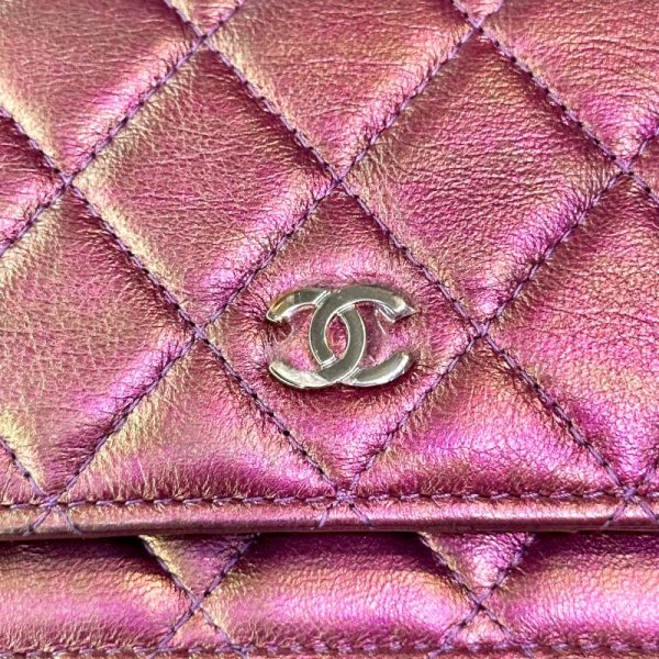 2339650016665 4 CHANEL Matelasse Mini Chain Wallet AP1649 Metallic Purple Lambskin Shoulder Bag