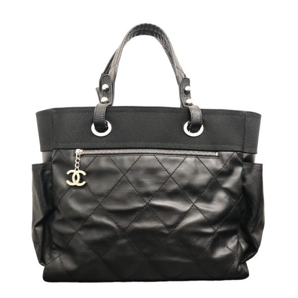 2339700012487 CHANEL Paris Biarritz Tote GM A34210 No 16 Black CanvasTote Bag