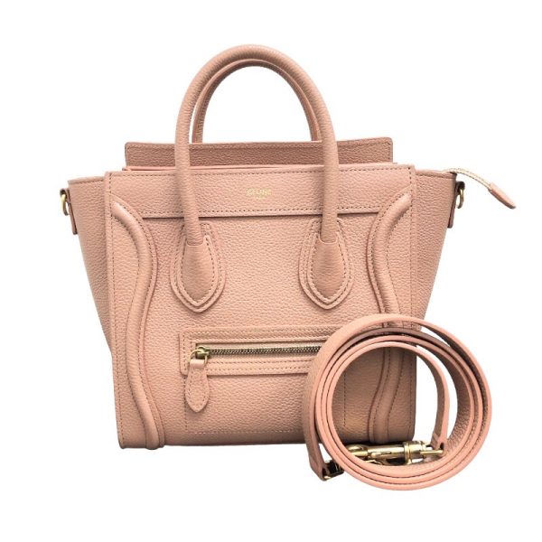 2339700013422 1 Celine Luggage Nano Pink Drummed Calf Handbag