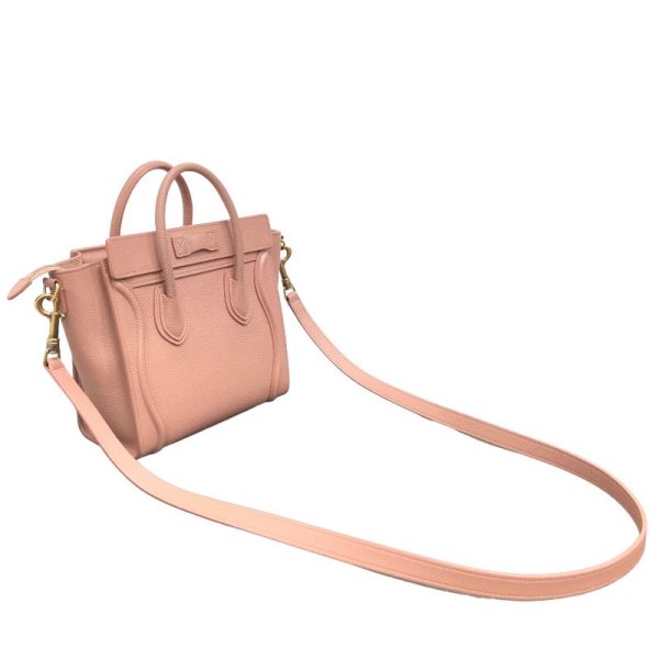 2339700013422 2 Celine Luggage Nano Pink Drummed Calf Handbag