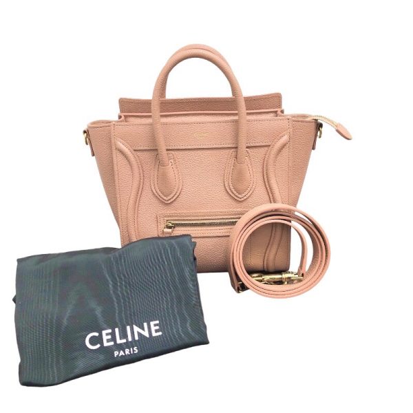 2339700013422 7 Celine Luggage Nano Pink Drummed Calf Handbag