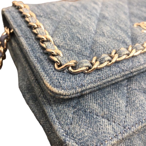 2339700013996 12 CHANEL Chain Wallet Denim Blue Denim Shoulder Bag