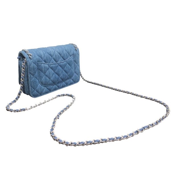 2339700013996 2 CHANEL Chain Wallet Denim Blue Denim Shoulder Bag