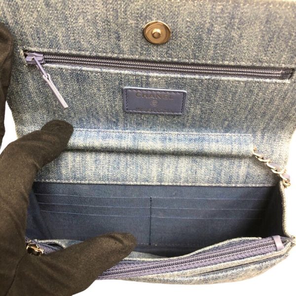 2339700013996 3 CHANEL Chain Wallet Denim Blue Denim Shoulder Bag