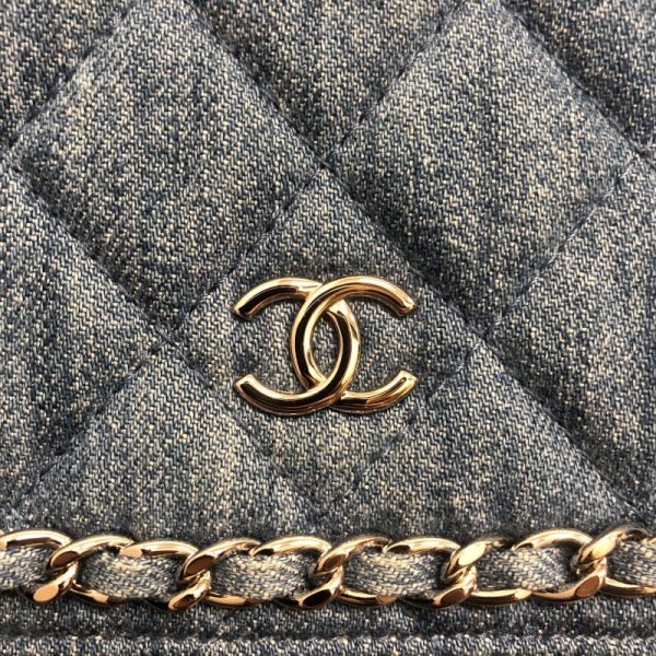 2339700013996 7 CHANEL Chain Wallet Denim Blue Denim Shoulder Bag