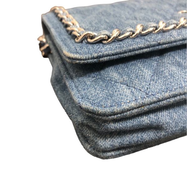 2339700013996 9 CHANEL Chain Wallet Denim Blue Denim Shoulder Bag