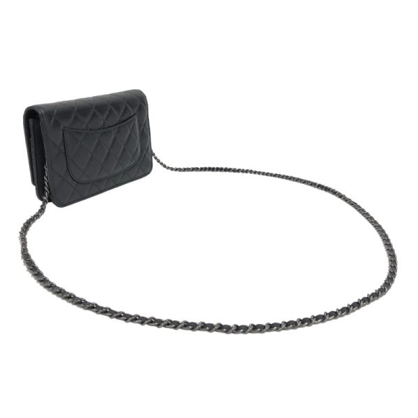 2340520086466 2 CHANEL 255 Icon Chain Wallet Black Calf Shoulder Bag