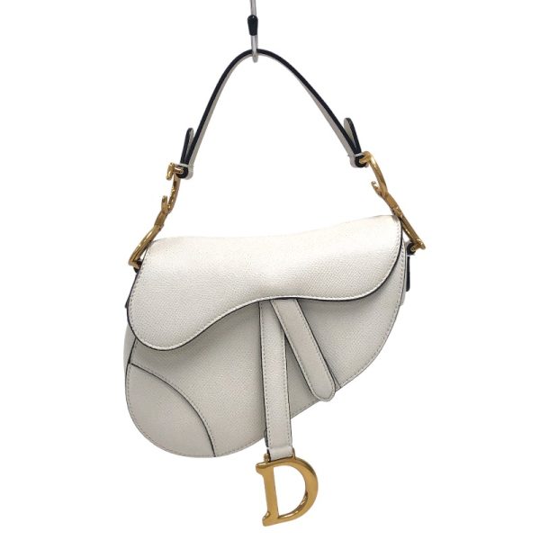 2340520089894 Christian Dior Saddle Bag Mini White Grain Calf Handbag