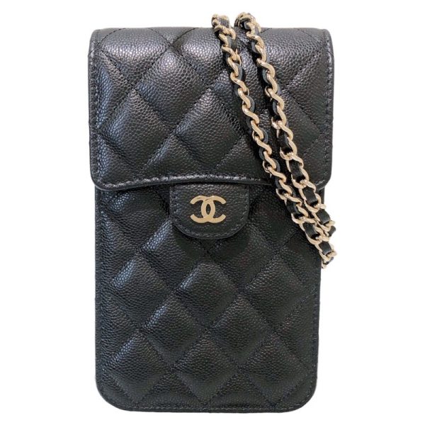 2340520102517 1 CHANEL Phone Pouch Black Caviar Skin Shoulder Bag