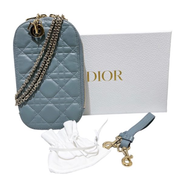 2340520102555 10 Christian Dior Phone Shoulder Blue Black Lamb Leather