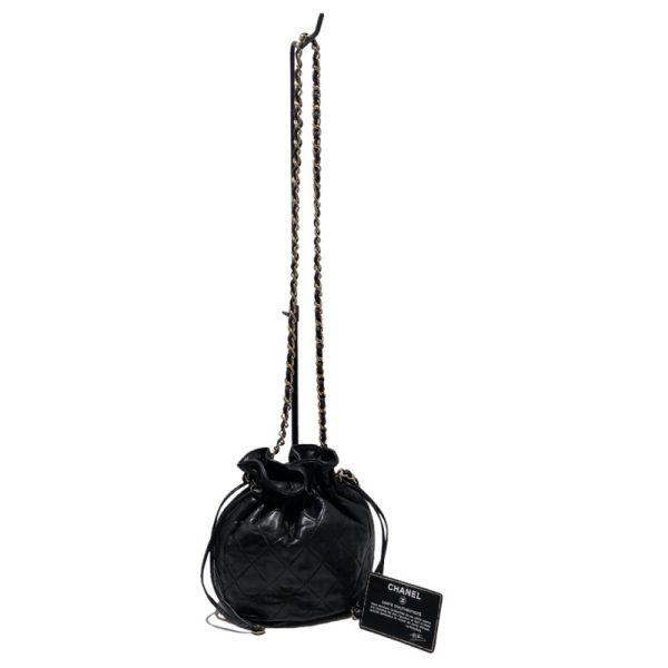 2340520103811 10 CHANEL Matelasse Drawstring Chain Shoulder Bag Black Lamb