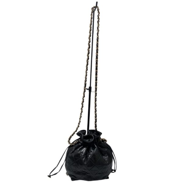 2340520103811 2 CHANEL Matelasse Drawstring Chain Shoulder Bag Black Lamb