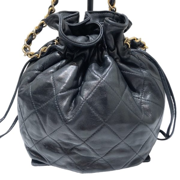 2340520103811 3 CHANEL Matelasse Drawstring Chain Shoulder Bag Black Lamb