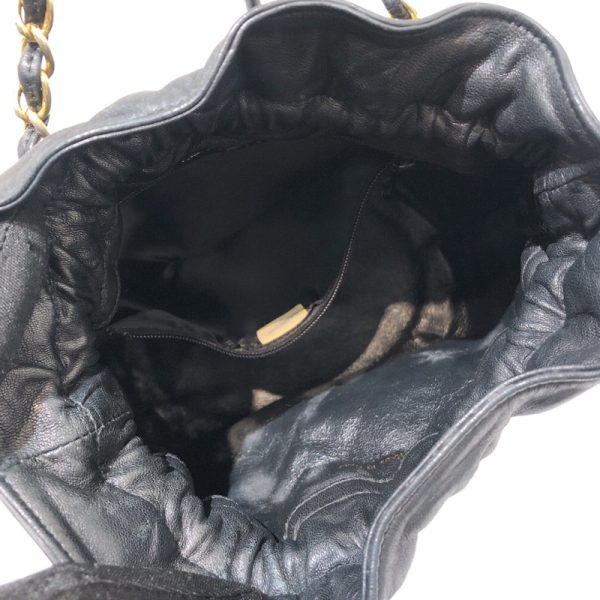 2340520103811 6 CHANEL Matelasse Drawstring Chain Shoulder Bag Black Lamb