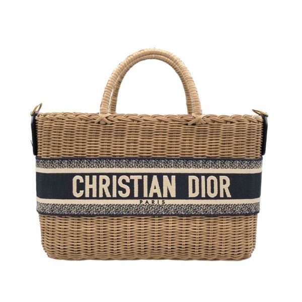 2340520104627 1 Christian Dior Oblique Basket Bag Brown GD Rattan Handbag