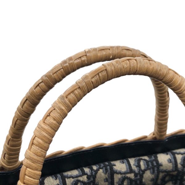 2340520104627 6 Christian Dior Oblique Basket Bag Brown GD Rattan Handbag