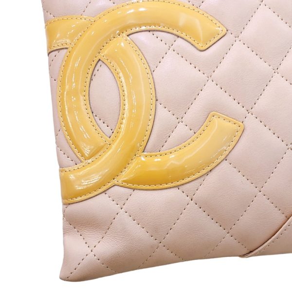 2341280017417 6 CHANEL Cambon Line Shoulder Pochette A29793 Beige Calf Enamel Shoulder Bag