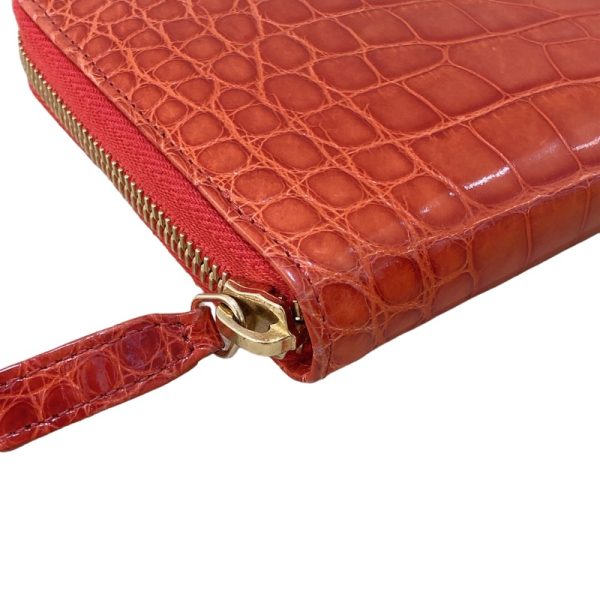 2341280018308 6 CHANEL Coco Mark Wallet Orange Crocodile Long Wallet