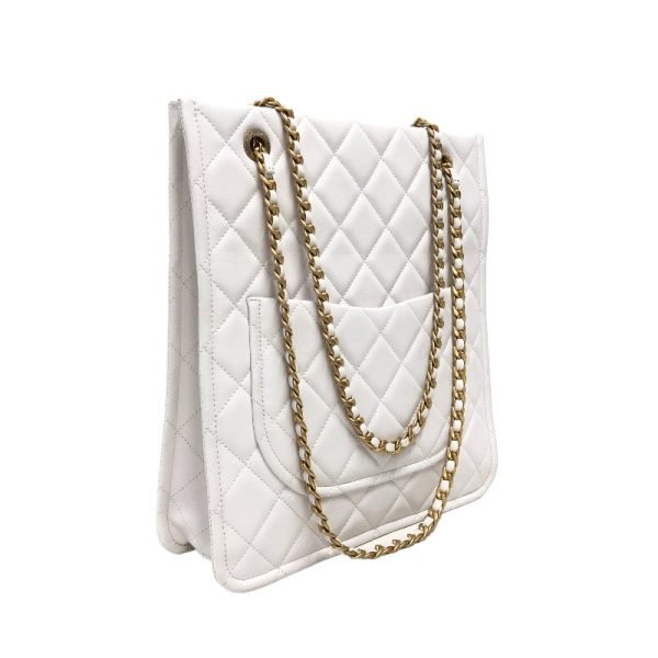 2341810025134 3 CHANEL Matelasse Chain Shopping Tote White Caviar