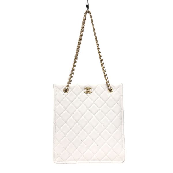 2341810025134 CHANEL Matelasse Chain Shopping Tote White Caviar