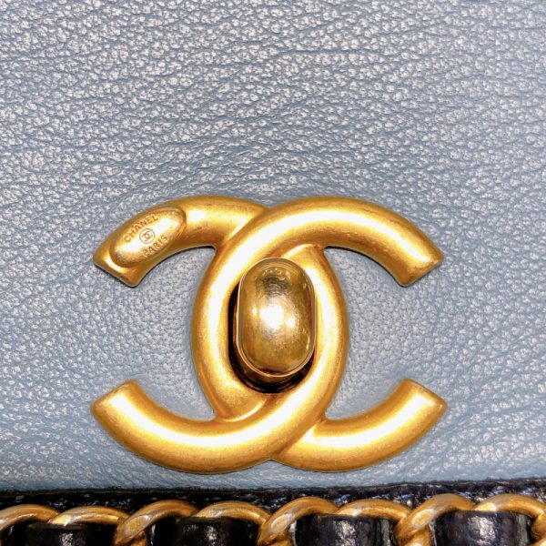 2341810026650 5 CHANEL Chain Around Flap Bag Blue Calf Caviar Skin Shoulder Bag